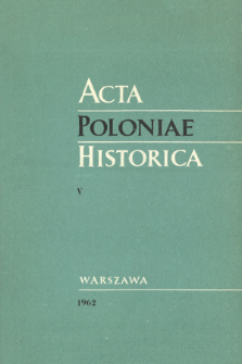 Acta Poloniae Historica T. 5 (1962), Strony tytułowe, spis treści