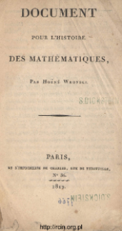 Document pour l'histoire des mathématiques