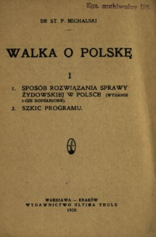 Sposób rozwiązania sprawy żydowskiej w Polsce ; Szkic programu