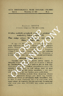 O kilku rzadkich gatunkach ptaków w południowo-wschodniej Polsce w roku 1935