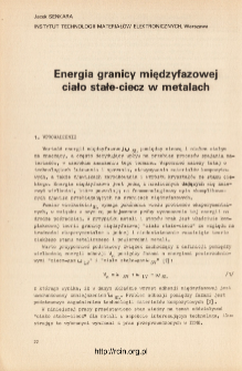 Energia granicy międzyfazowej ciało stałe-ciecz w metalach = The solid-liquid interfacial energy for metals