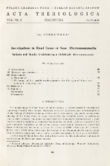 Investigations in blood tissue of some Micromammalia; Badania nad tkanką krwiotwórczą u niektórych Micromammalia