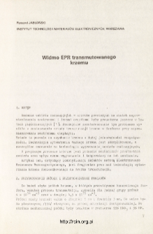 Widmo EPR transmutowanego krzemu = EPR spectra in neutron-irradiated silicon