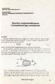 Zjawisko magnetoelektryczne i perspektywy jego zastosowań = Magnetoelectric effects and possible application for magnetoelectric materials