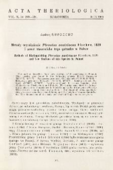 Metody wyróżniania Plecotus austriacus Fischer, 1829 i nowe stanowiska tego gatunku w Polsce; Methods of distinguishing Plecotus austriacus Fischer, 1829 and new stations of this species in Poland