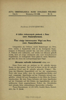 O kilku ciekawszych ptakach z Peru (non Passeriformes)