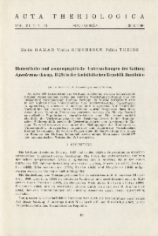 Biometrische und zoogeographische Untersuchungen der Gattung Apodemus (Kaup, 1829) in der Sozialistischen Republik Rumänien