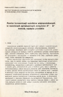 Pomiar koncentracji nośników większościowych w warstwach epitaksjalnych związków AIIIBV metodą napięcia przebicia = Measurement of the carrier concentration in epitaxial layers of III-V compounds by the breakdown voltage method