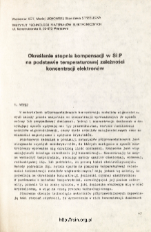 Określanie stopnia kompensacji w Si : P na podstawie temperaturowej zależności koncentracji elektronów