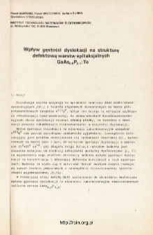 Wpływ gęstości dyslokacji na strukturę defektową warstw epitaksjalnych GaAs0.6:Te = Dislocation effect on electron trap concentration in Te-doped GaAs0.6P0.4