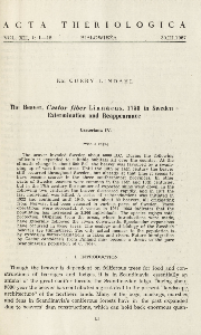 The beaver, Castor fiber Linnaeus, 1758 in Sweden extermination and reappearance