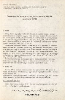 Określenie koncentracji chromu w GaAs metodą EPR = Estimation of the concentration on the Cr2+ Cr3+ ions in the gallium arsenide crystals