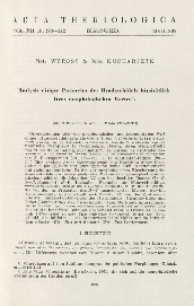 Analysis einiger Parameter des Hundeschädels hinsichtlich ihres morphologischen Wertes