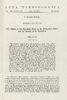 Bisoniana XV. The history of the European bison in the Białowieża forest and the results of its protection