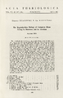 Bisoniana XXV. The reproduction biology of European bison living in reserves and in freedom