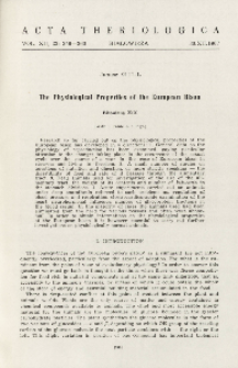 Bisoniana XIX. The physiological properties of the European bison