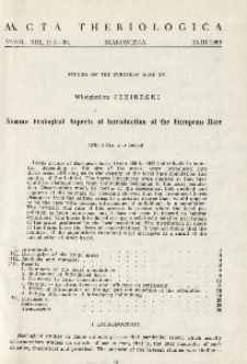 Studies on the European hare. XV. Some ecological aspects of introduction of the European hare