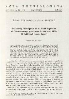 Productivity investigation of an island population of Clethrionomys glareolus (Schreber, 1780). III. Individual growth curve