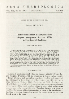 Studies on the european hare. XXI. Winter food intake in European hare (Pallas, 1778) in experimental conditions