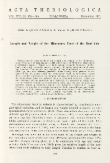 Length and weight of the alimentary tract of the root vole