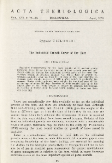 Studies of the European hare. XXV. The individual growth curve of the hare