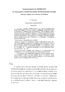 System komputerowy BIOREGION do wspomagania wariantowej analizy roli bioenergii jako czynnika rozwoju regionu oraz ochrony środowiska