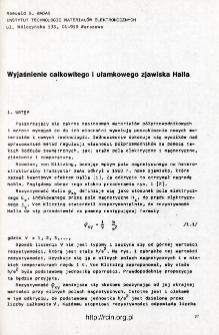 Wyjaśnienie całkowitego i ułamkowego zjawiska Halla = Explanation of integer and of fractional Hall effect