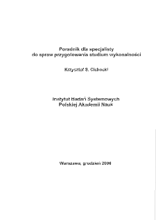 Poradnik dla specjalistów ds.przygotowania Studium wykonalności projektu inwestycyjnego