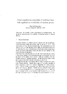 Order-Lipschizian properties of multifunctions with applications to stability of minimal point