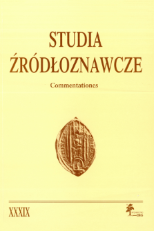 Studia Źródłoznawcze = Commentationes T. 39 (2001), Artykuły recenzyjne