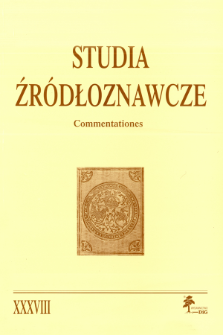 Studia Źródłoznawcze = Commentationes T. 38 (2000), Rozprawy i studia