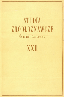 Studia Źródłoznawcze = Commentationes T. 22 (1977), Przeglądy i dyskusje