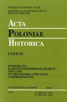 Acta Poloniae Historica T. 87 (2003), Studies