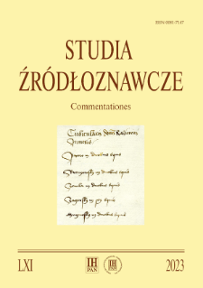 Studia Źródłoznawcze = Commentationes T. 61 (2023), Rozprawy