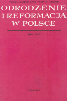 Odrodzenie i Reformacja w Polsce T. 35 (1990)