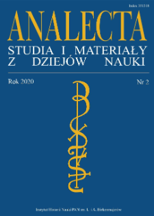 Analecta : studia i materiały z dziejów nauki