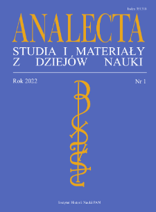 Analecta. Studia i Materiały z Dziejów Nauki