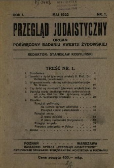 Przegląd Judaistyczny : organ poświęcony badaniu kwestii żydowskiej