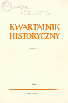 Kwartalnik Historyczny R. 78 nr 2 (1971), Artykuły recenzyjne