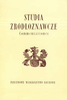 Studia Źródłoznawcze = Commentationes T. 25 (1980), Artykuły i rozprawy