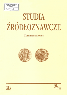Studia Źródłoznawcze = Commentationes T. 45 (2007), Rozprawy