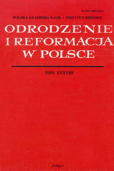 Odrodzenie i Reformacja w Polsce T. 38 (1994), Artykuły i rozprawy