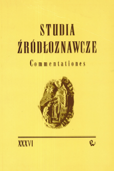 Studia Źródłoznawcze = Commentationes T. 36 (1997), Artykuły i rozprawy