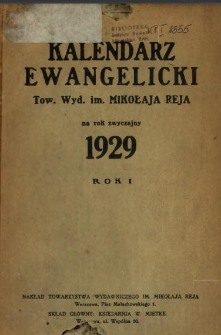 Kalendarz Ewangelicki Tow. Wyd. im. Mikołaja Reja : na rok zwyczajny ... .