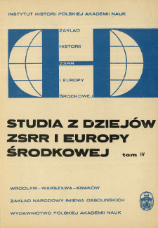 Studia z Dziejów ZSRR i Europy Środkowej. T. 4 (1968), Artykuły i rozprawy