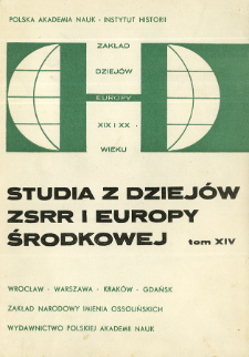 Studia z Dziejów ZSRR i Europy Środkowej. T. 14 (1978), Artykuły i rozprawy