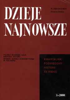 Dzieje Najnowsze : [kwartalnik poświęcony historii XX wieku] R. 32 z. 1 (2000)