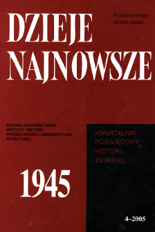 Dzieje Najnowsze : [kwartalnik poświęcony historii XX wieku] R. 37 z. 4 (2005)