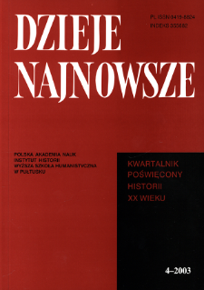 Dzieje Najnowsze : [kwartalnik poświęcony historii XX wieku] R. 35 z. 4 (2003), Autoreferaty