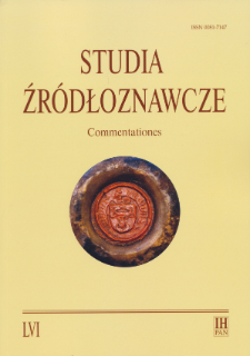 Studia Źródłoznawcze = Commentationes T. 56 (2018), Materiały
